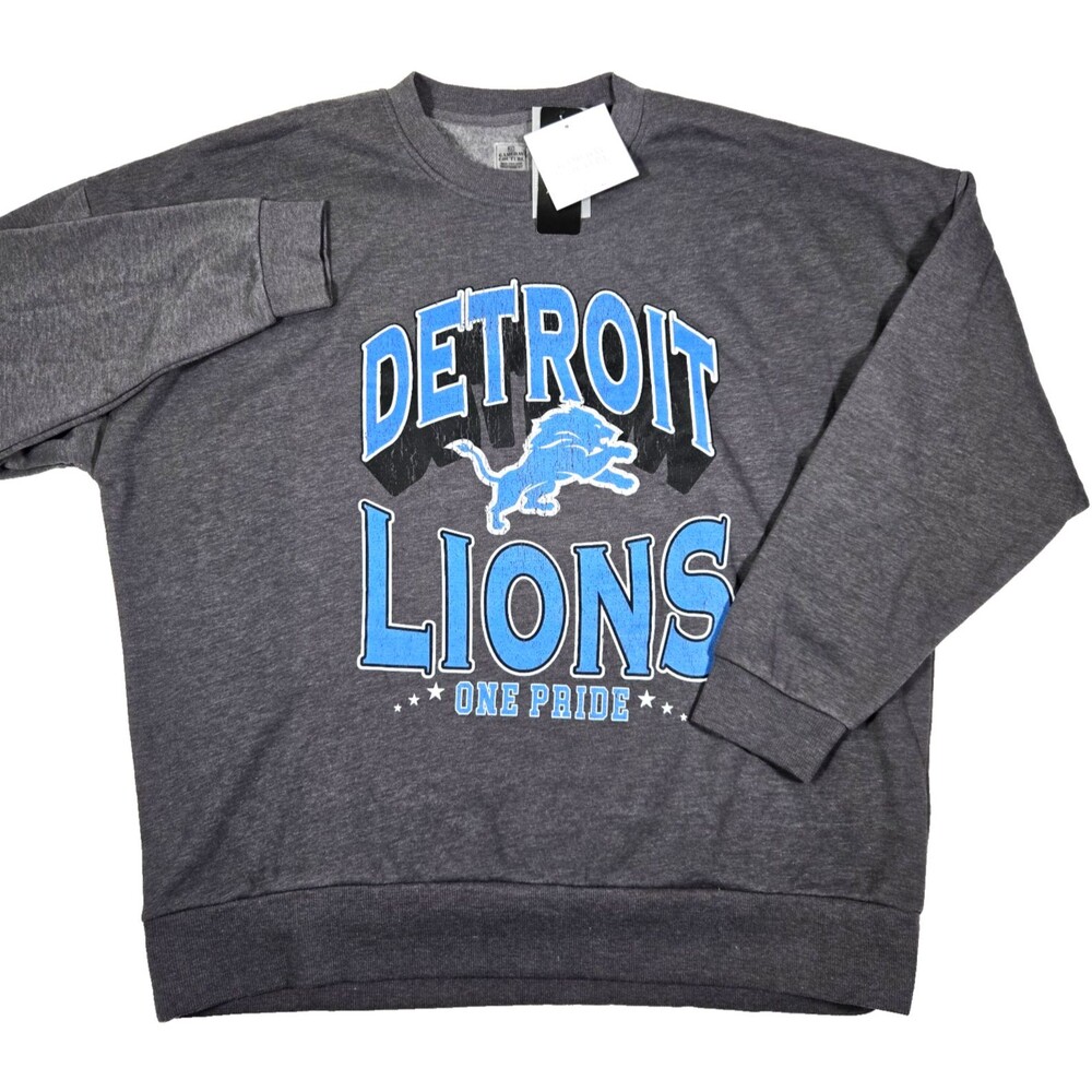 Detroit Lions Gameday Couture Women’s Crewneck Sweatshirt Gray Fleece Large New